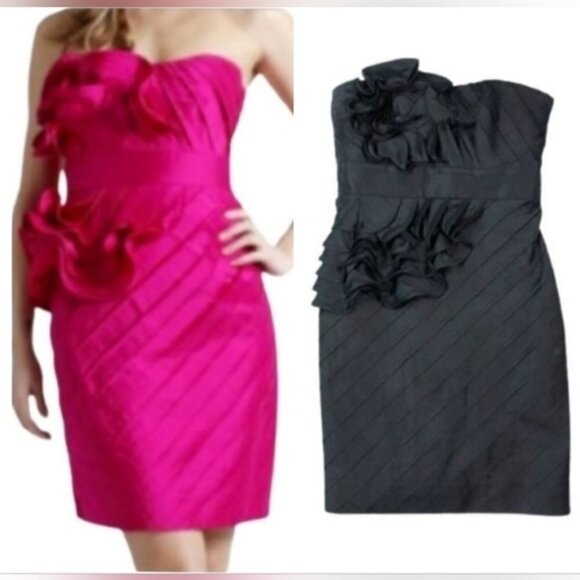 Phoebe Couture Dresses & Skirts - 𝅺PHOEBE COUTURE Black 100% Silk Elegant Strapless Cocktail Dress Size 4